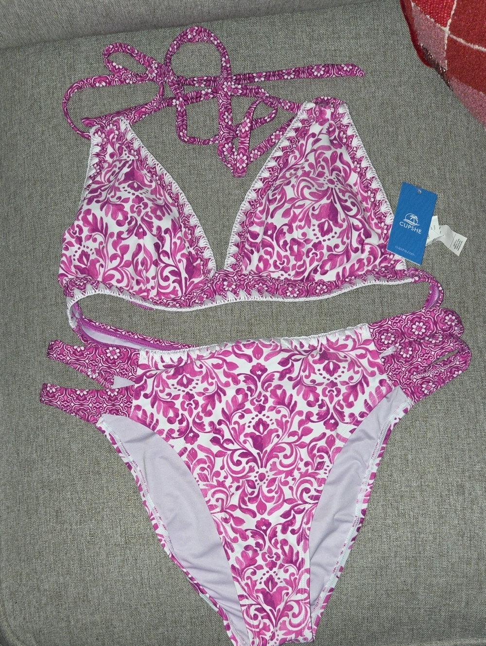 Cupshe Fuchsia Tile Boho Bikini Set